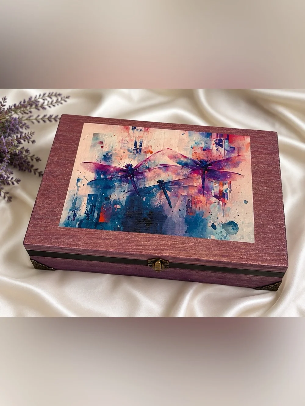 Dragonfly Keepsake Box — Purple Artistic Jewelry Organizer